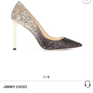Jimmy Choo Romy100 glitter pump brand new